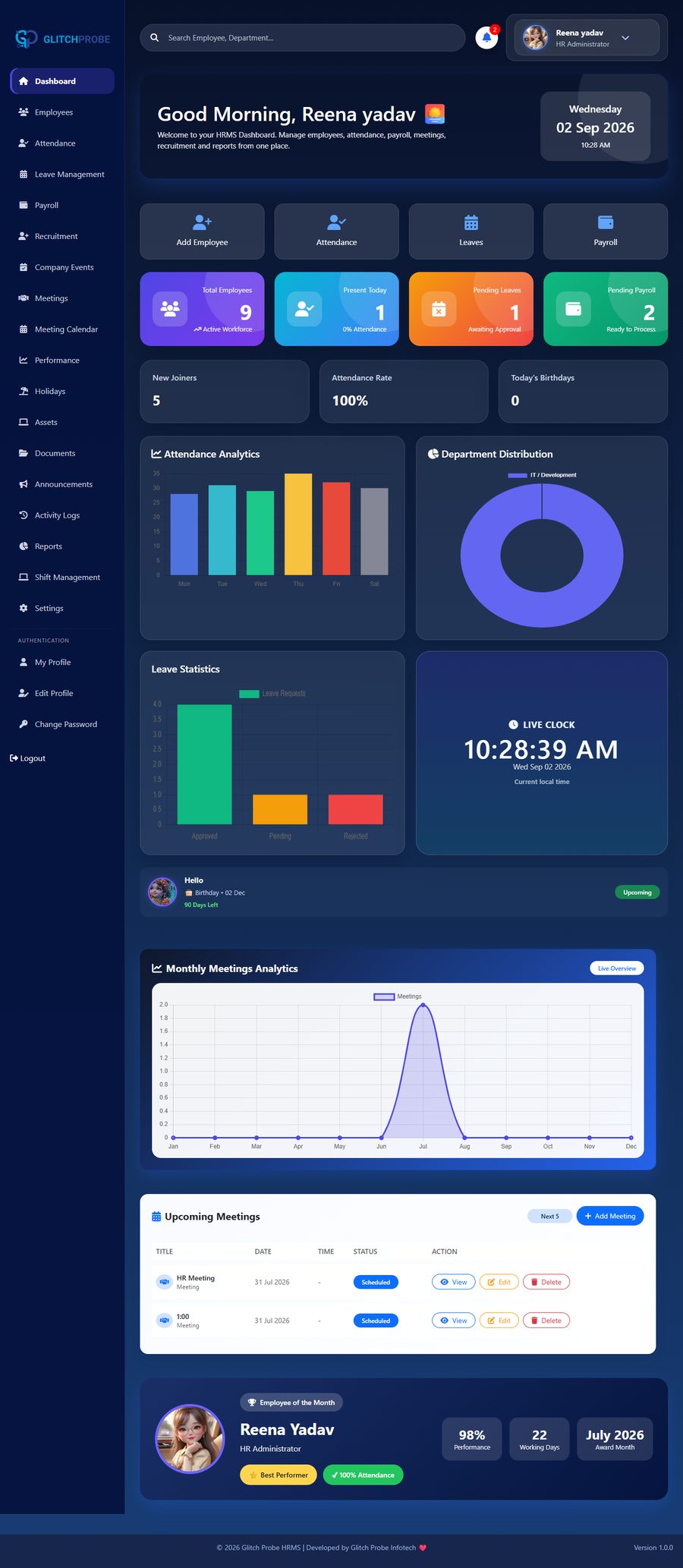 HRMS (HR management system) portfolio screenshot